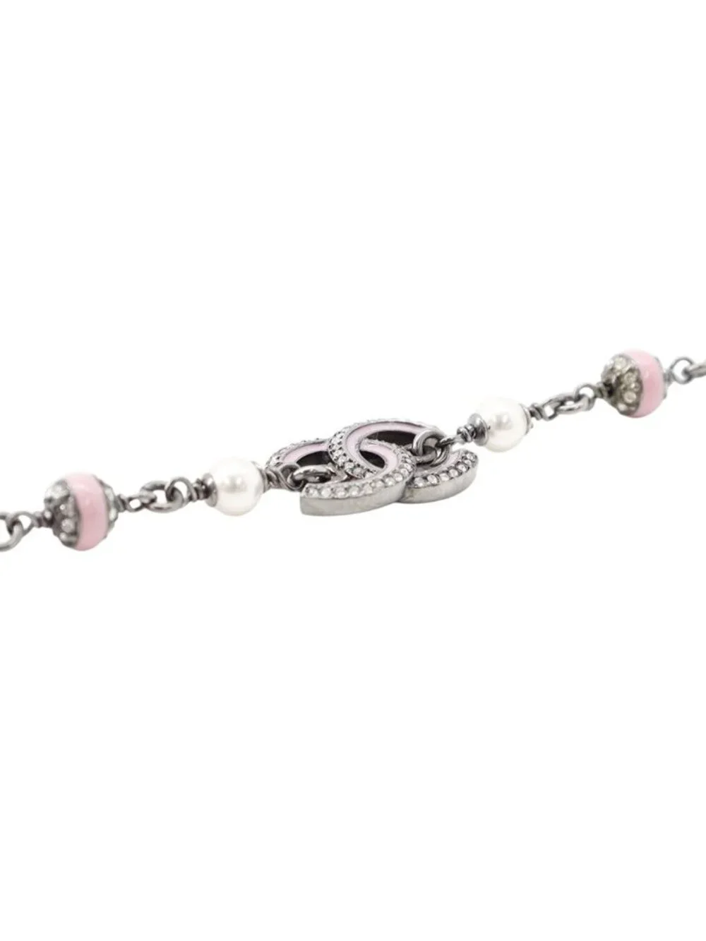 Chanel Necklace CC Logo Faux Pearl Rhinestone